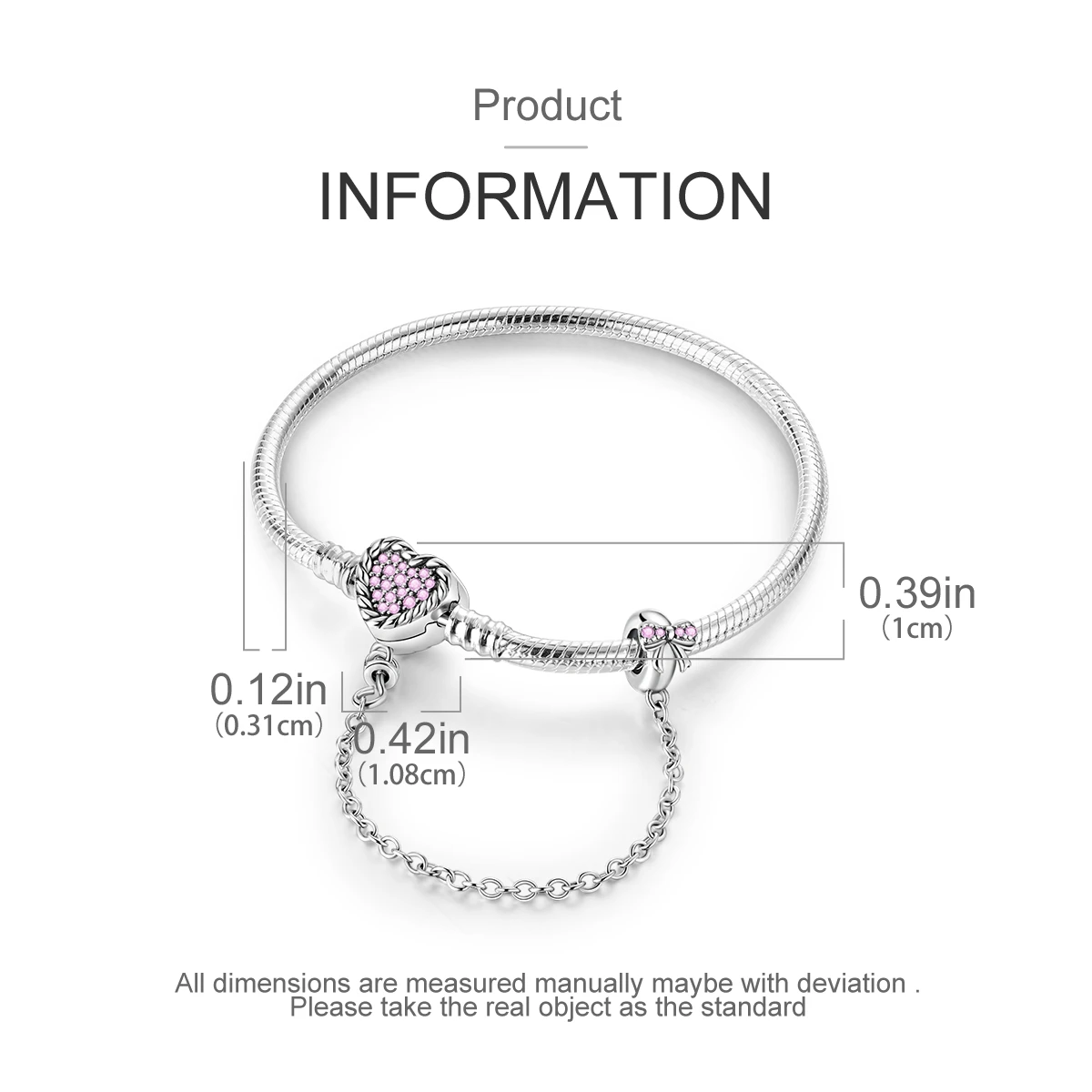 925 Sterling Silber Original Schlangenkette Herzverschluss Perlen-Sicherheitskette Armbänder Passend für Charms DIY Schmuck für Frauen – Detail 17