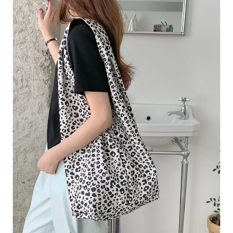 Youda New Polyester Fabric Shoulder Bag Simple Fanshion Leopard Pattern Handbag Large Casual Capacity Shopper Tote Bags