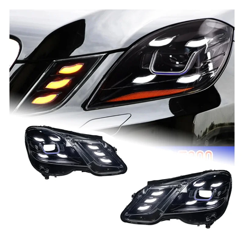 

W212 Upgrade Headlights LED for Benz 2009-2012 E200 E300 E260 DRL Turn Signal High Beam Angel Eye Projector Lens A Pair