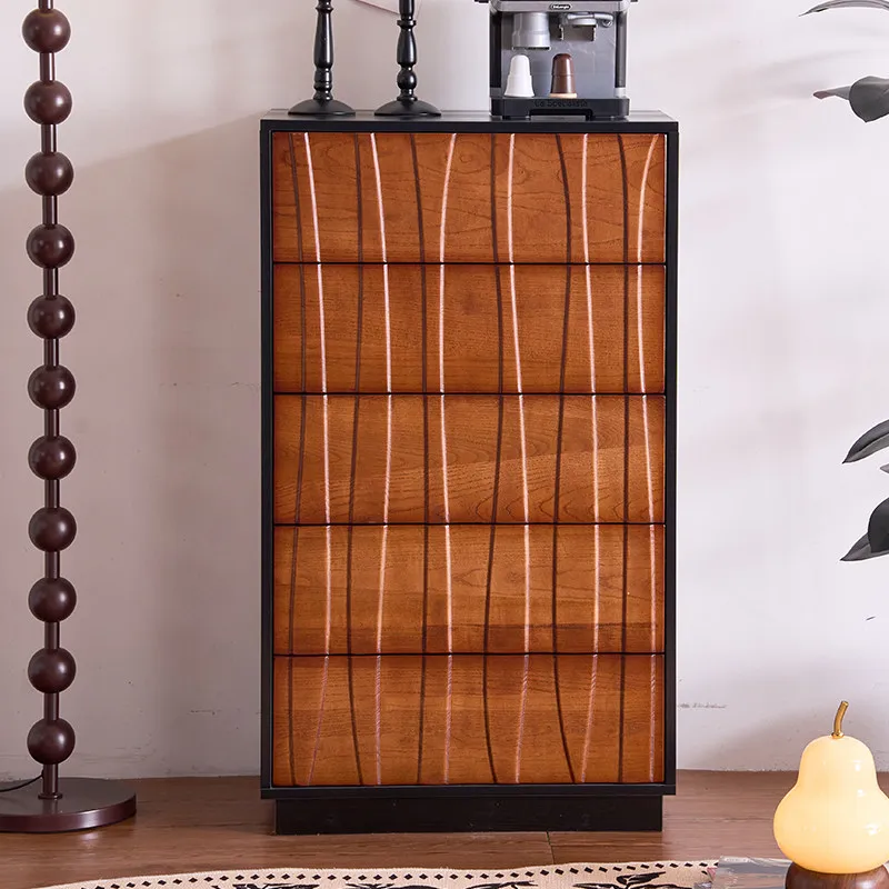 French antique red oak solid wood chest cabinet living room home retro wall display storage cabinet bedroom locker