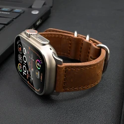 Leather Luxury Strap for Apple Watch Ultra 3 49mm Band Correa for iWatch Series 9 8 7 45mm 4 5 6 3 Se 44mm 42mm ultra Watchband