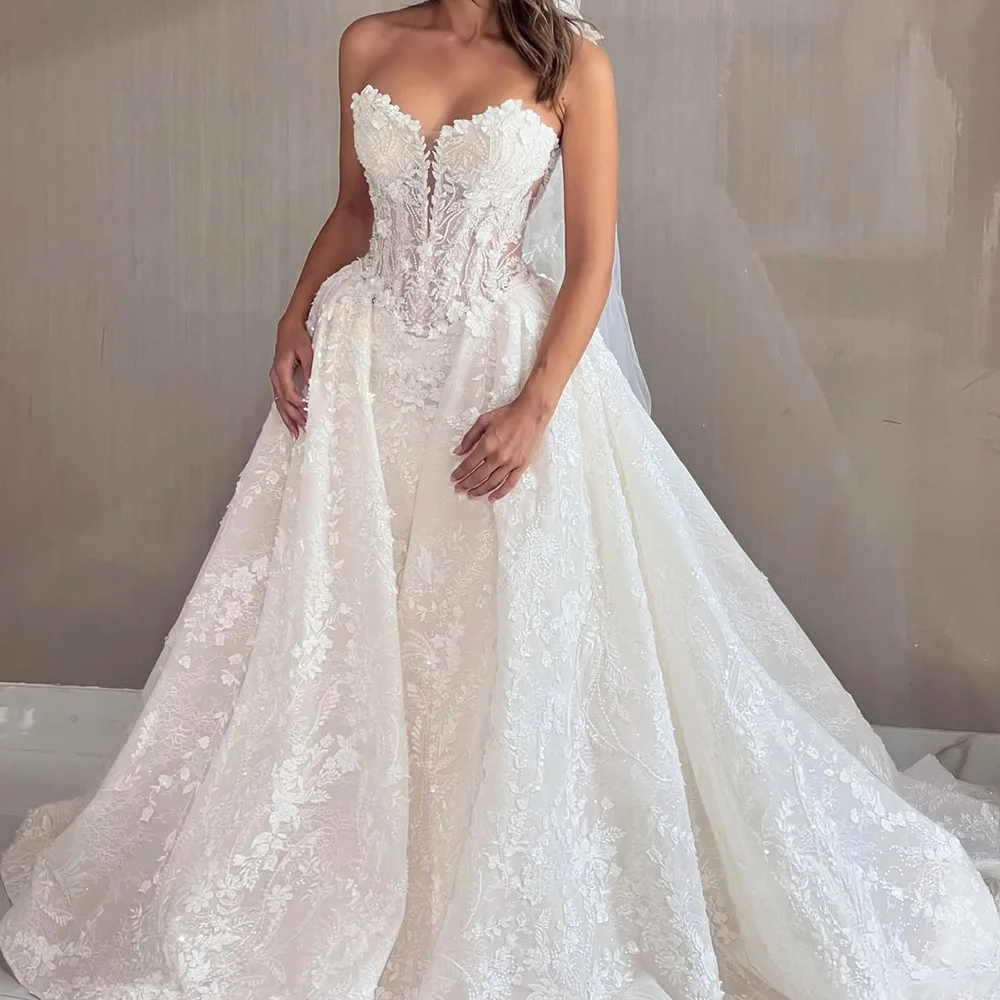 

Customized Handmade Flower Robe de mariée Sexy Sweetheart Wedding Dress Bridal Gown Delicate Beading Sequined Wedding Dress