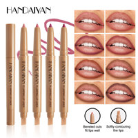 HANDAIYAN Dual Ended Lip Contour Pencil Waterproof Coffee Brown Lipstick Primer Silicone Brush Precision Liner