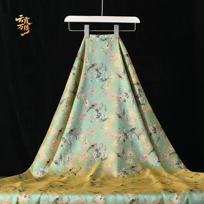 New Chinese-style golden branch brocade jacquard fabric national style cheongsam and Hanfu designer