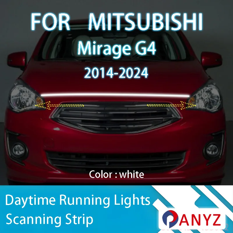 

Для Mitsubishi Mirage 2014-2024 Обновление светодиодных дневных ходовых огней, сканирование запуска капота автомобиля, направляющая DRL, декоративная лампа окружающего света, 12 В