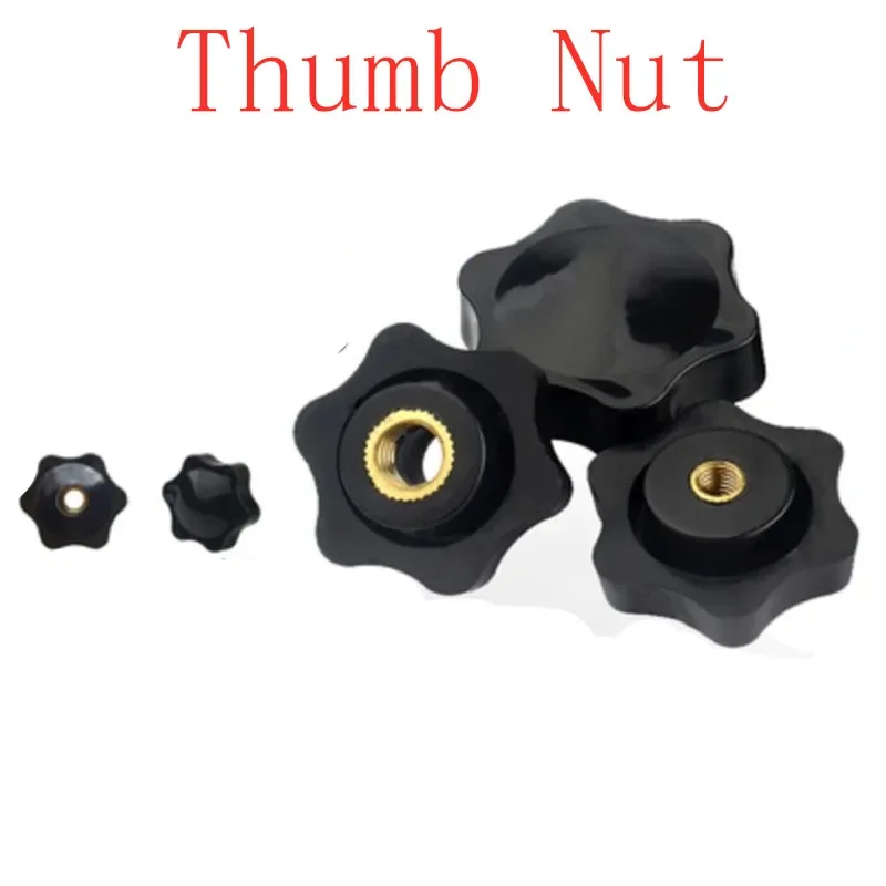 50pcs m4 m5 m6 m8 m10 Plum Bakelite Hand Tighten Nuts Handle Thread Star Mechanical Black Thumb Nuts Clamping Knob Manual Nuts