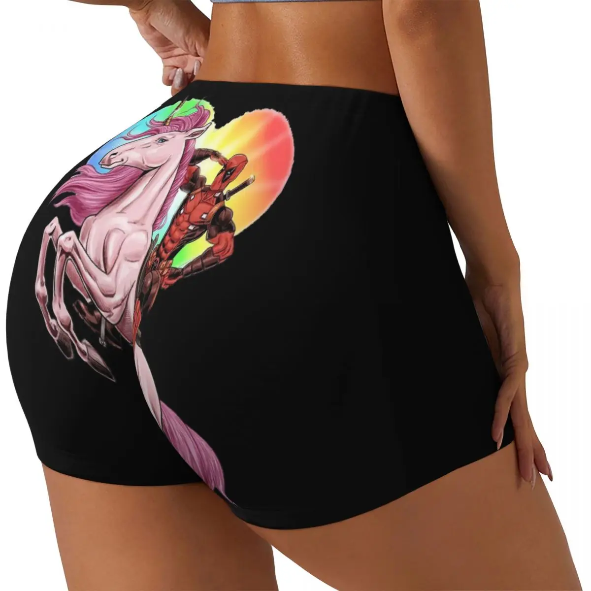 Custom Deadpool Love Gym Volleyball Biker Shorts for Women Workout Yoga Shorts