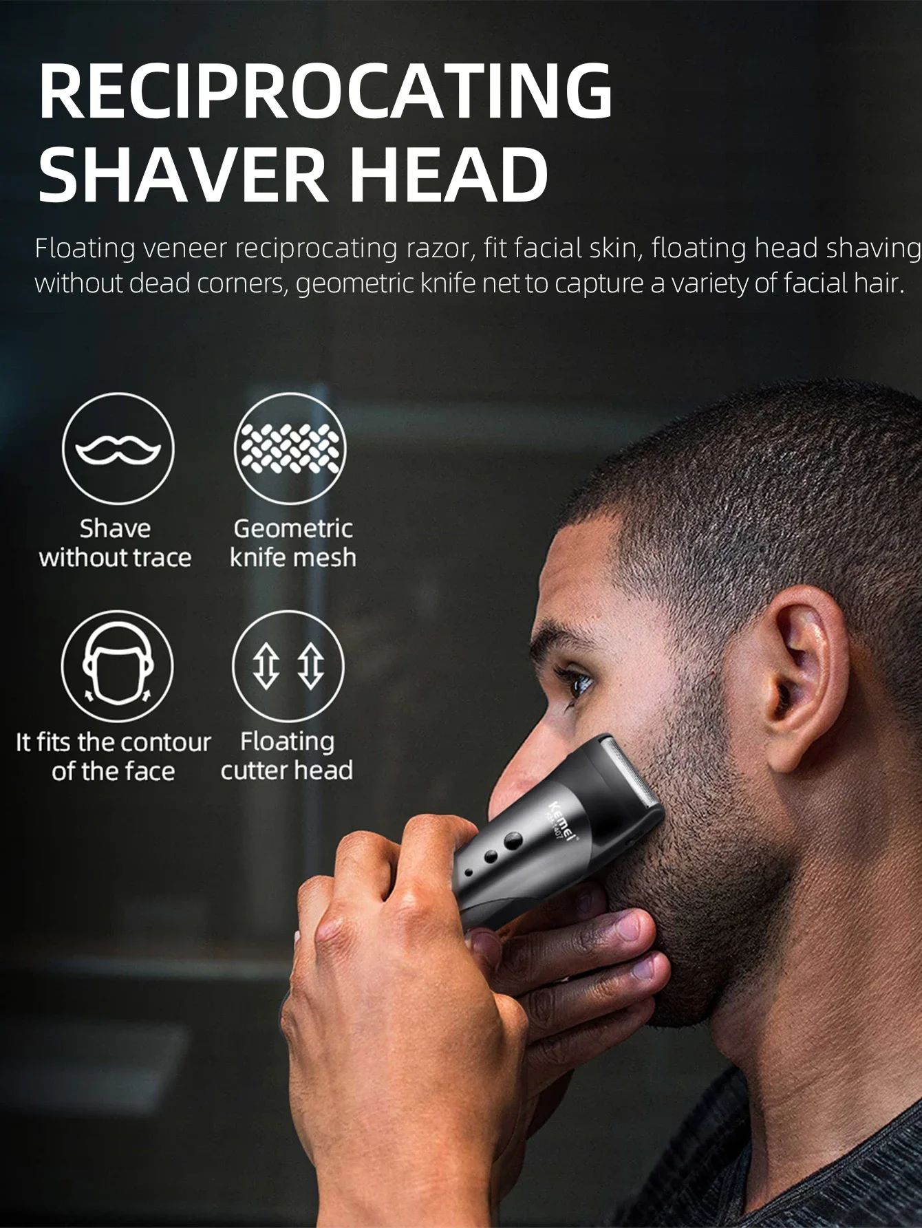 KEMEI Rechargeable Electric Nose Hair Clipper Multifunctional Hair Trimmer Professional Electric Shaver Beard Razor for Men T