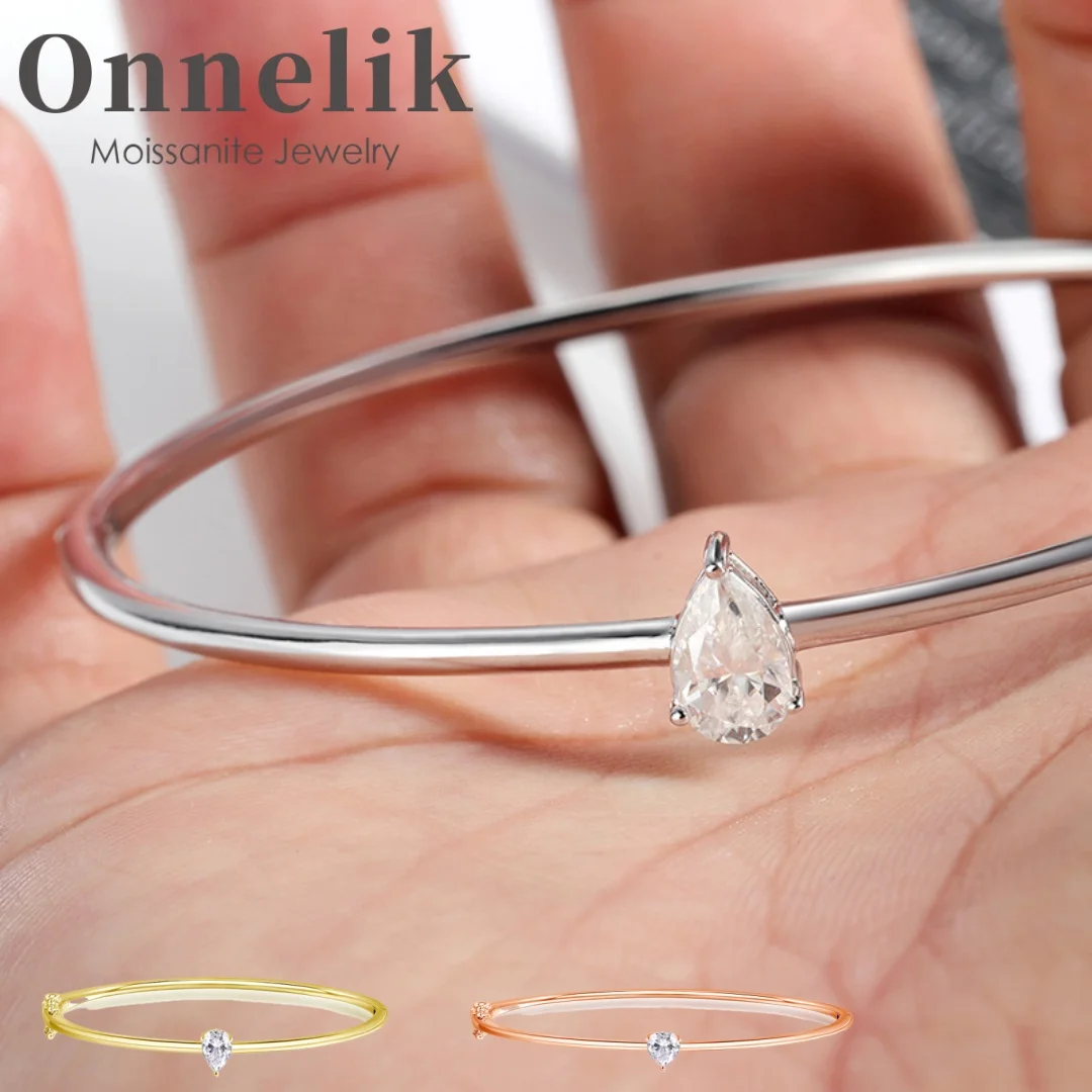 

Браслет Onnelik 1CT с муассанитом грушевидной огранки, из стерлингового серебра S925, с лабораторным бриллиантом, изысканное ювелирное украшение для женщин для вечеринок и свадеб