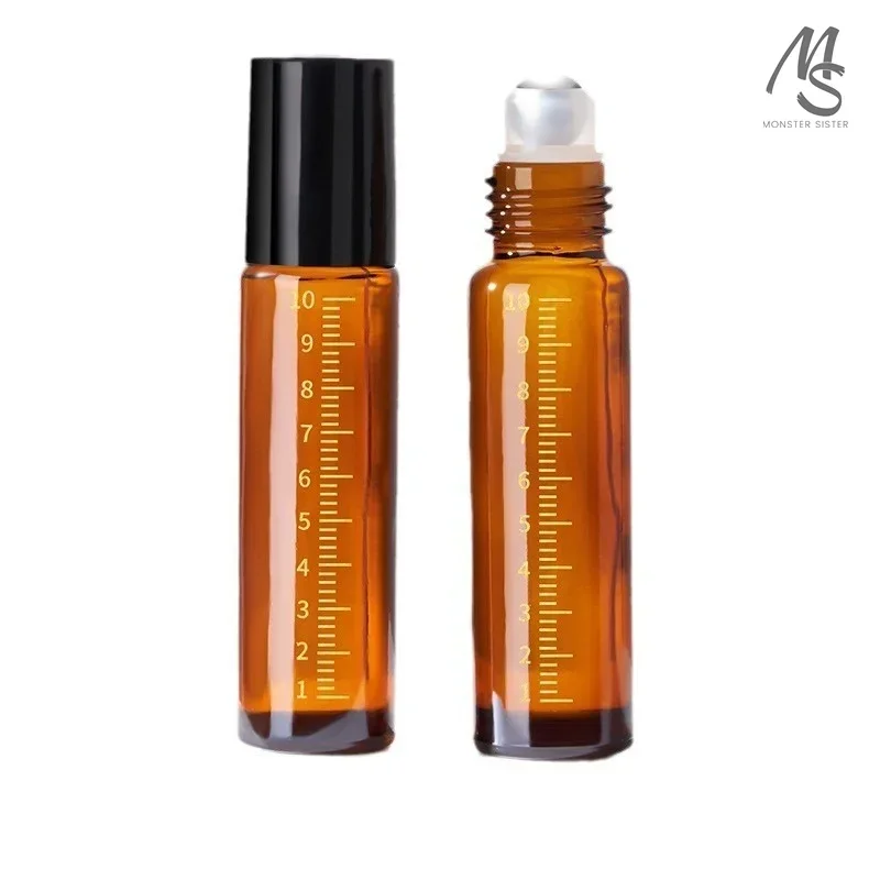 2/5Pcs 10ml Brown Graduated Glass Bottle Wholesale Light Avoidance Essential Oil Bottling Cosmetic Perfume Liquid Sub-Bottling