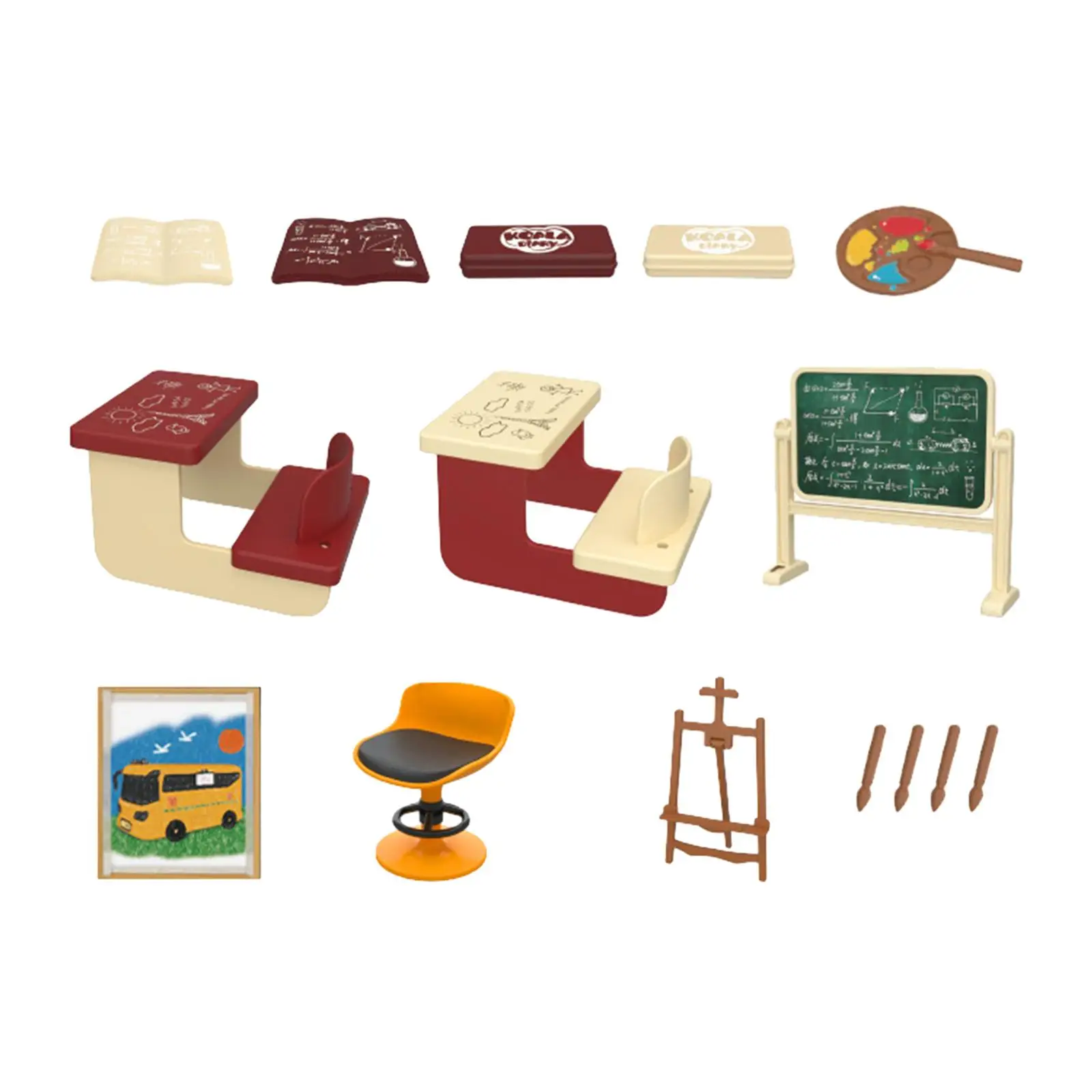 Set per l'aula della casa delle bambole Accessori per bambole fai-da-te Ornamento Set da gioco per casa delle bambole per bambini Giocattolo per bambini Libri in miniatura Mini accessori scolastici