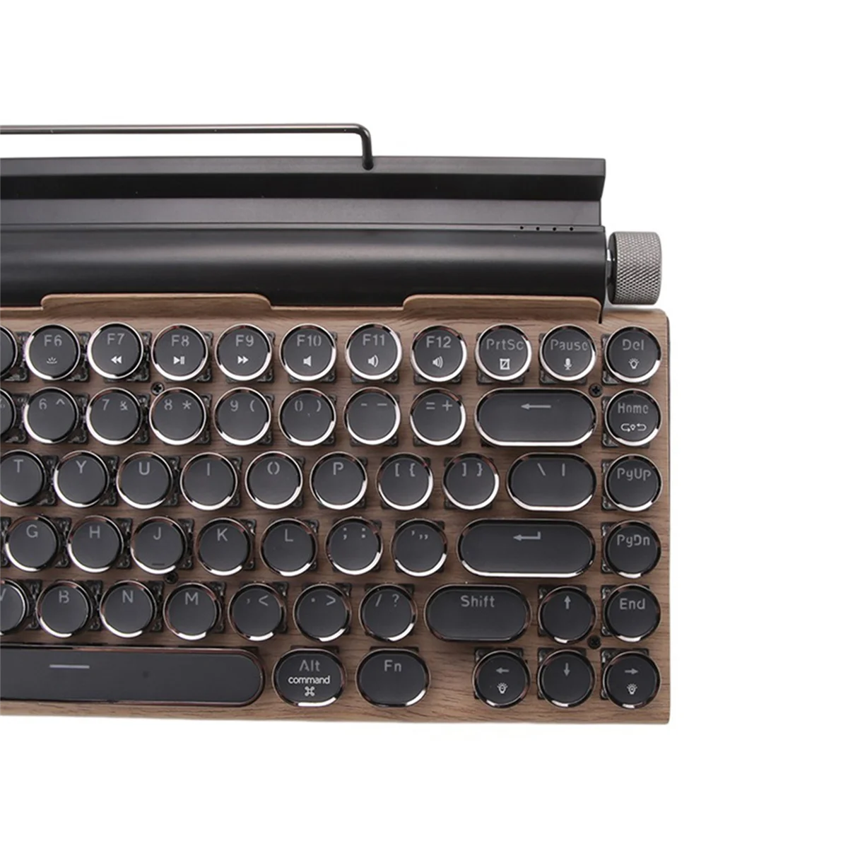

GET! Retro Typewriter Keyboard Wireless Bluetooth Keyboard USB Mechanical Punk Keycaps for Desktop PC/Laptop/Phone-Wood Color
