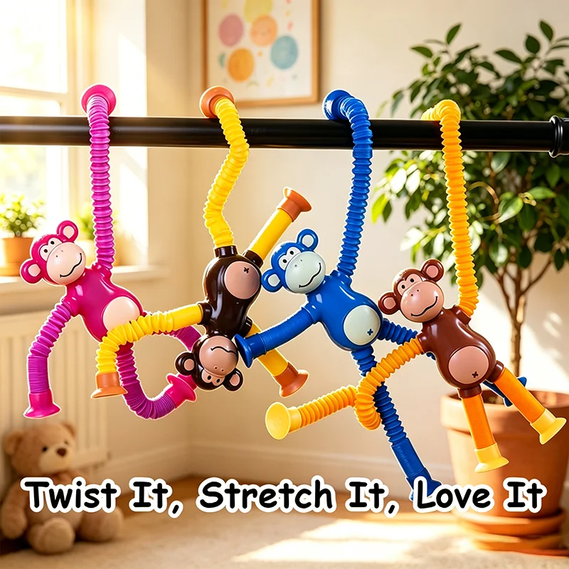 HefengCL Telescopic Suction Cup Monkey Pop Tube Fidget Toy Stretchable Twistable Sensory Toy Stress Relief Kids Birthday Party G