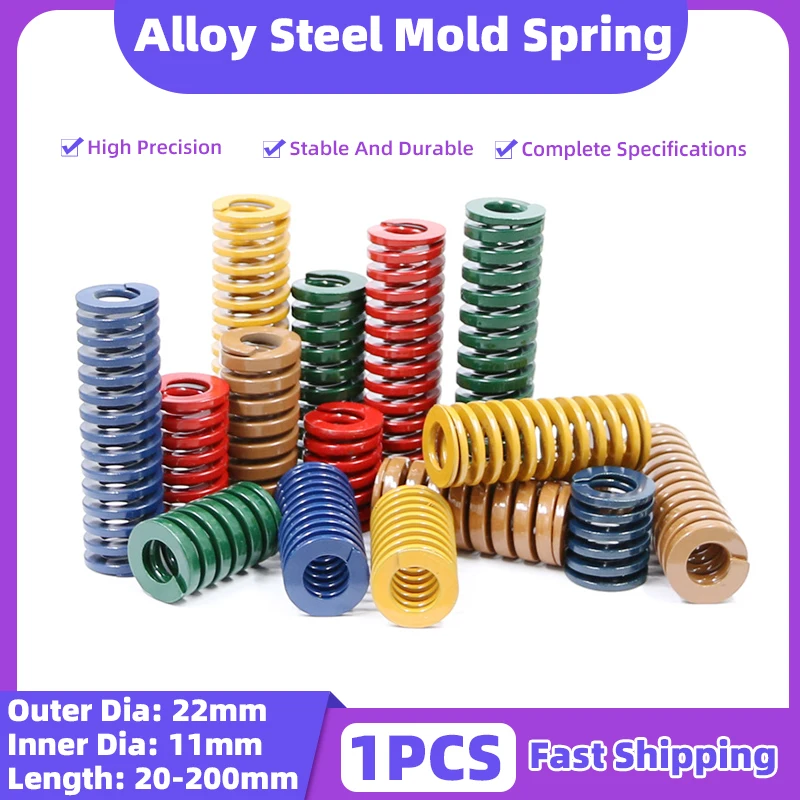 

Creamily 1PCS Die Mold Spring Loading Spiral Stamping Alloy Steel Compression Helical Spring Outer Diameter=22mm Length=20-200mm