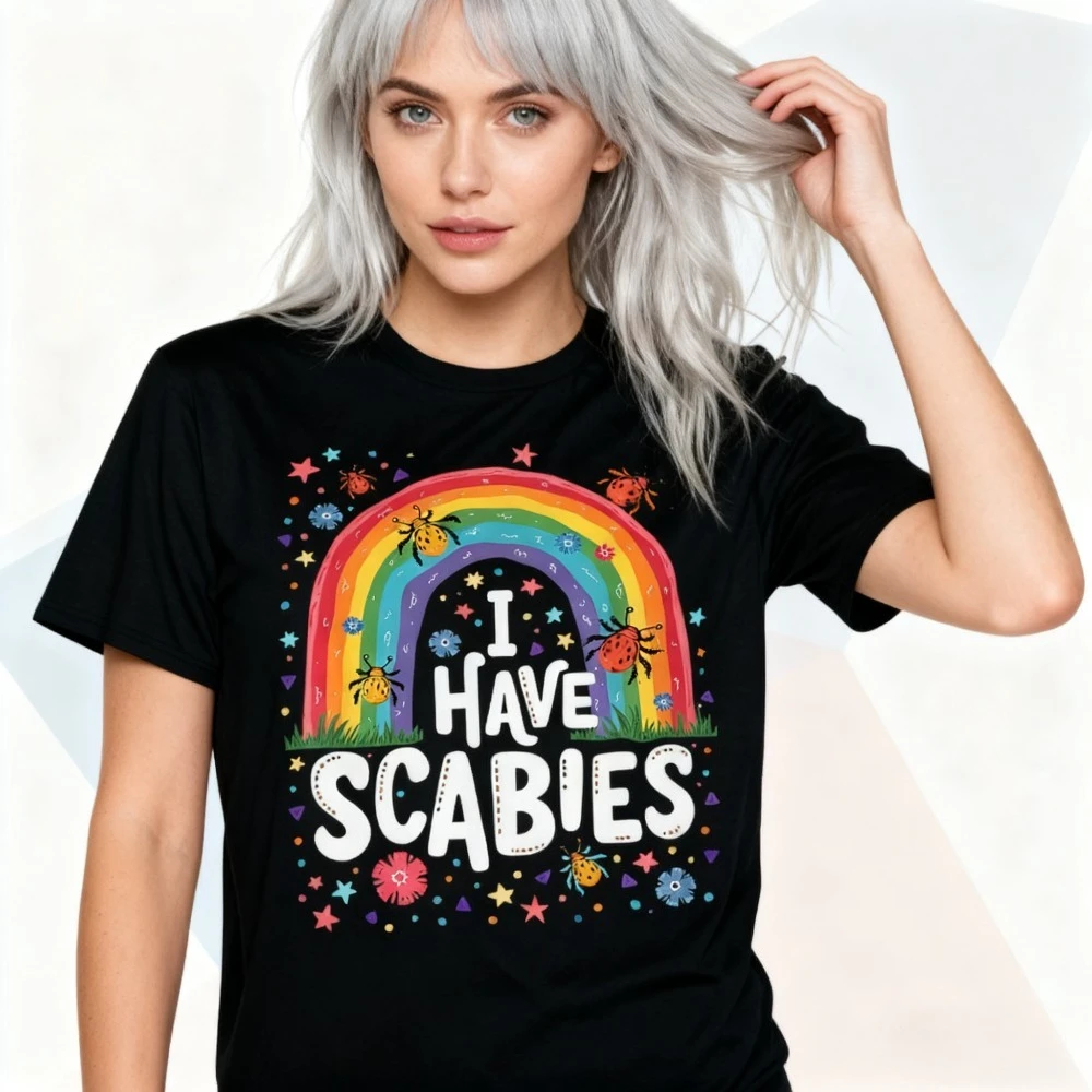 

I Have Scabies Funny Retro Offensive Inappropriate Meme T-Shirt Humorous Unique Design Printed Tshirt Men Women Cotton Tee Tops