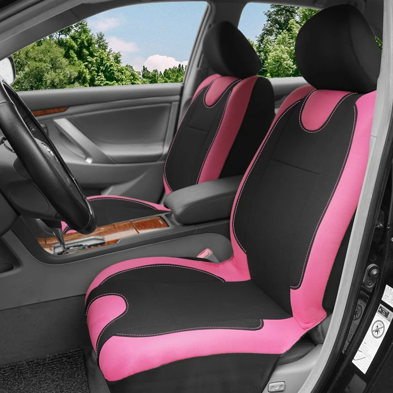 Universelle, atmungsaktive Sitzbezüge aus Polyestergewebe, komplettes Set, passend für die meisten Autos, SUVs, LKWs, Transporter, Zubehör, Innenairbag-kompatibel – Detail 1