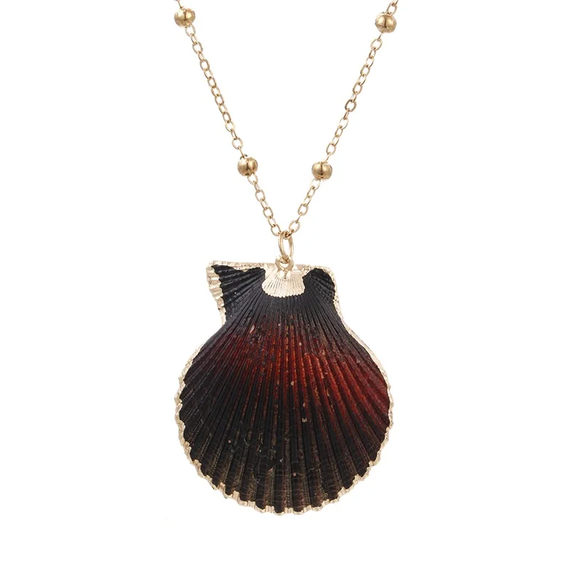 Boho Scallop Pendant Necklaces Summer Beach Natural Shells Jewelry Gold Color Chain with Shell Necklace Charm Women Girls Gifts