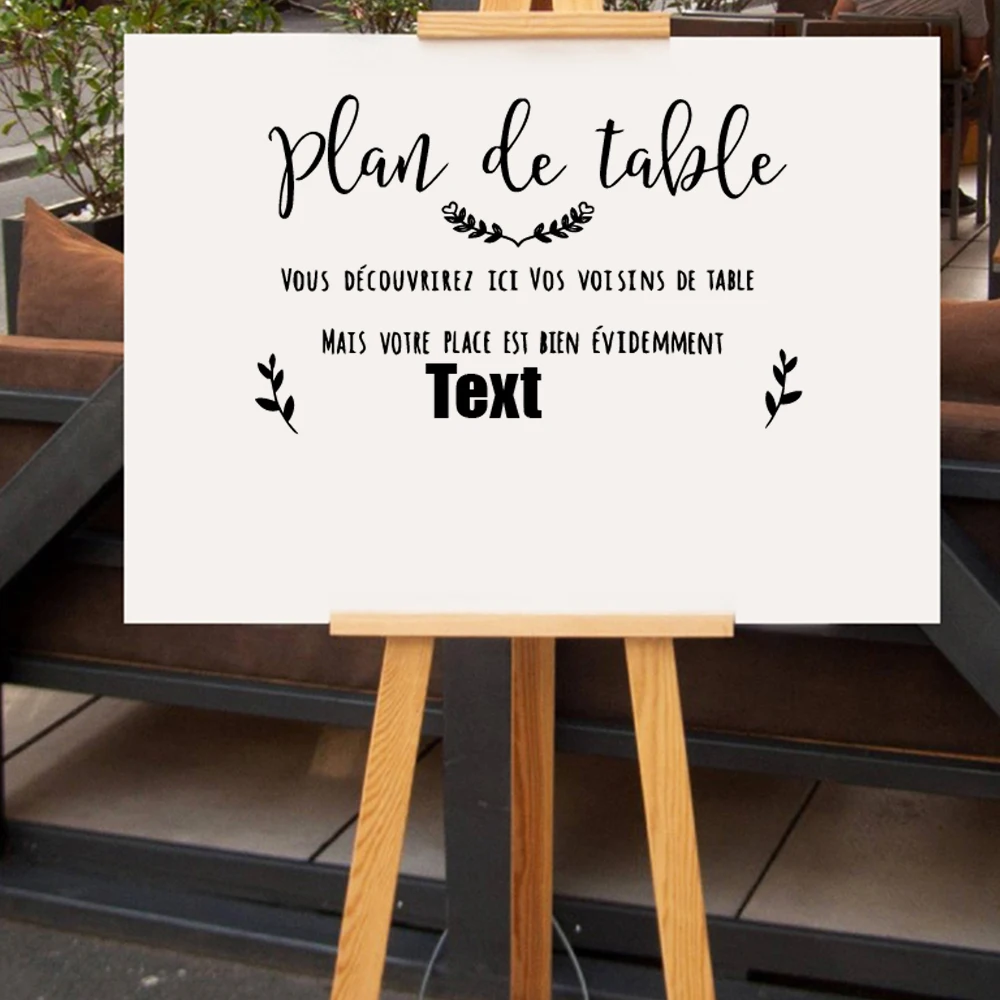 1 pc nice Plan de table Custom Texts Vinyl wallSticker Wedding Board Decals Dancefloor Sign  Vinyl Mural Wedding Dance