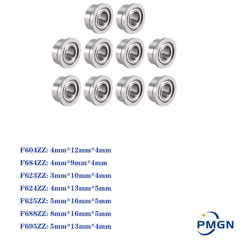 

10pcs Flange Ball Bearing F604ZZ F623ZZ F624ZZ F625ZZ F684ZZ F688ZZ F695ZZ 3D Printers Parts Deep Groove Pulley Wheel Bearings