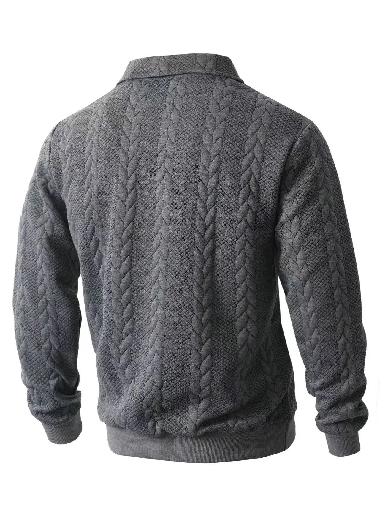 Men's Long-Sleeved Henry Shirt With Jacquard Patterns Pieced Together And A Half-Zipper Lapel Sweater For Fashionable Men's Wear