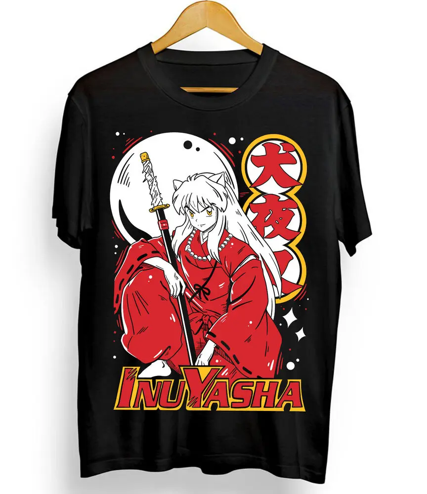 Inuyasha Sesshomaru T-shirt Red Moon Inu Yasha Anime Black Short Sleeve All Size