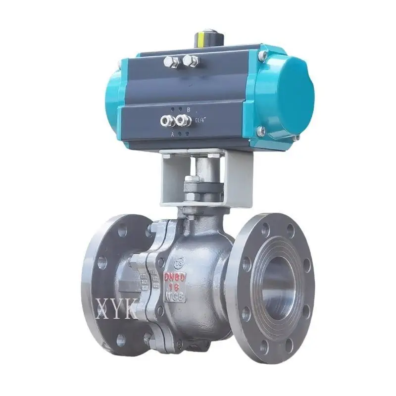 Stainless Steel Pneumatic O Type Flanged Ball Valve Explosion Proof Quick Cut Off Fitting  High Temp Steam Gas Pipeline System
