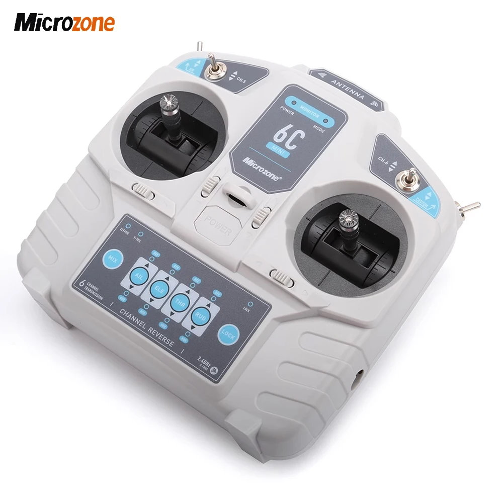 MicroZone MC6C 6C-Mini V2 2.4G 6CH Controller Transmitter MC7RB Receiver Radio System For RC Fixed wing/ Car/ Boat Airplane Toy