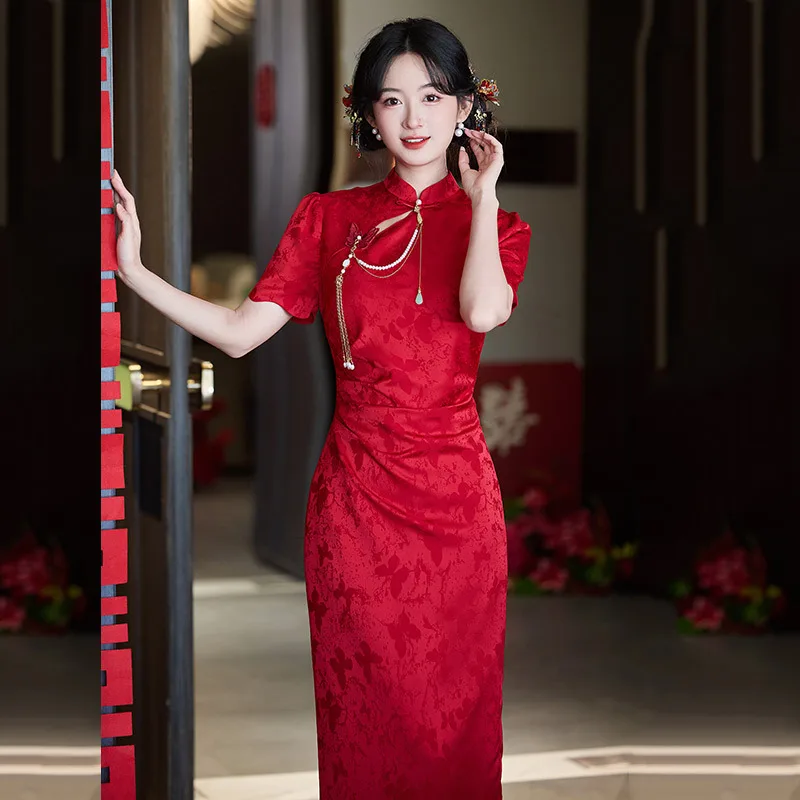 

Sleeveless Red Lace Cheongsam Improved Young 2025 New Women's Chinese Toast Dress Bridal Engagement Qipao