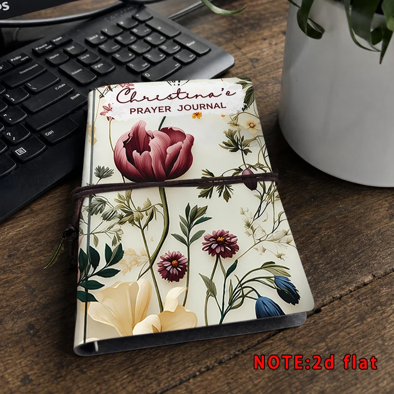 1. Vintage Tulip Floral Print Prayer Journal Rope Bound Notebook Religious Writing Diary Travel Stationery Gift
