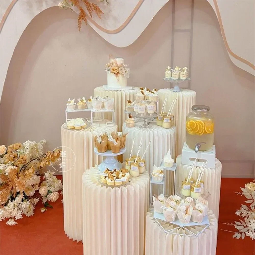 Cylindrical Paper Folding Festival Decoration Background Ornament Wedding Cake Stand Dessert Table Birthday Party Ramadan Decora