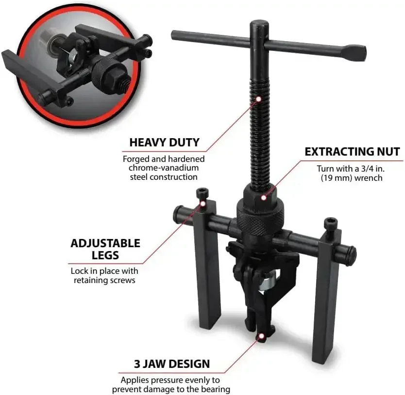 Car Inner Bore Bearing Puller Inner Bearing Disassembly Puller Motorcycle Tripod Bearing Puller Disassembly and Assembly Tool