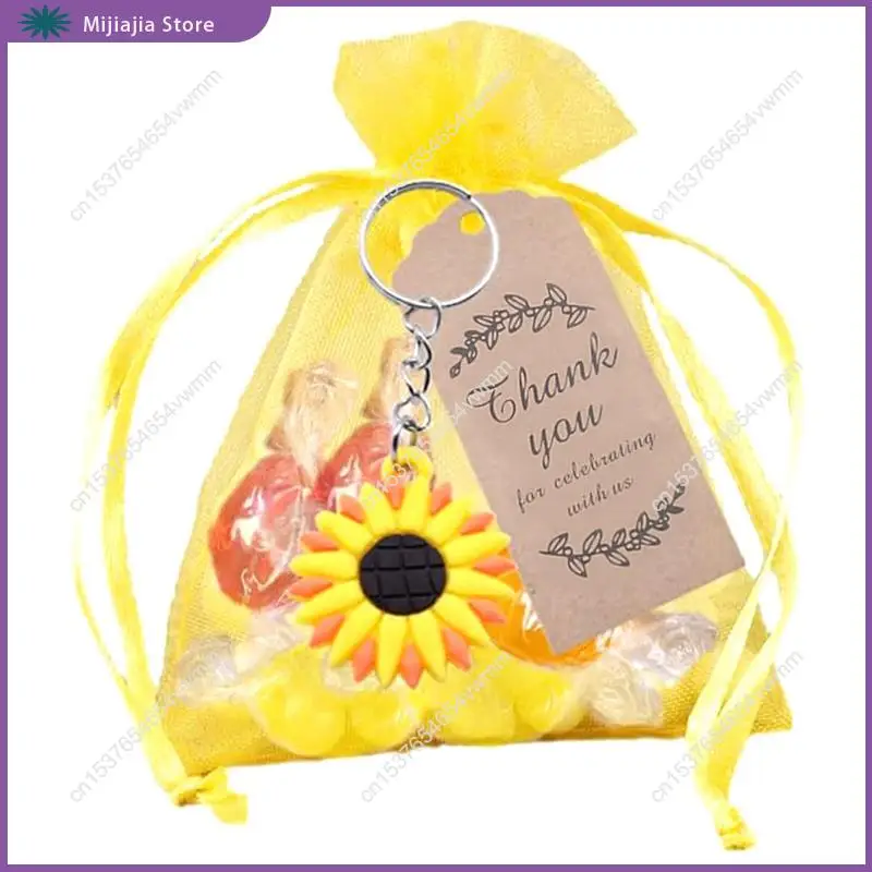 30 قطعة من سلاسل المفاتيح ذات موضوع عباد الشمس لأعياد الميلاد وحفلات الزفاف وحفلات استقبال المولود الجديد ومبيعات هدايا العودة