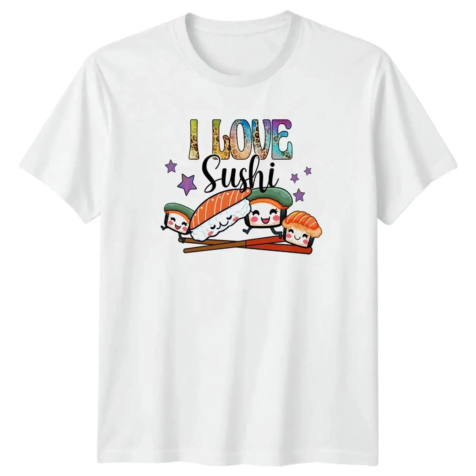 I Love Sushi T-Shirt Kawaii Foodie Japanische Küche Vintage Washed Streetwear Vielseitig Weich Herren Unisex Atmungsaktiv Lässig