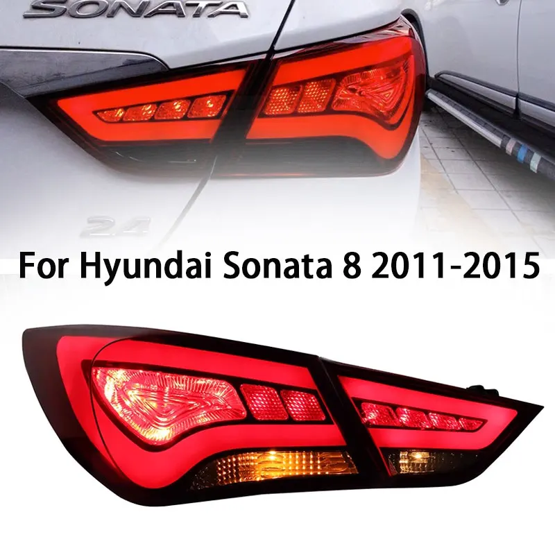 Car Styling Tail Lamp for  Hyundai Sonata 8 2011-2015 Modified Tail Lamp With Streamer Turn Signal Rear Light Automobile Assembl