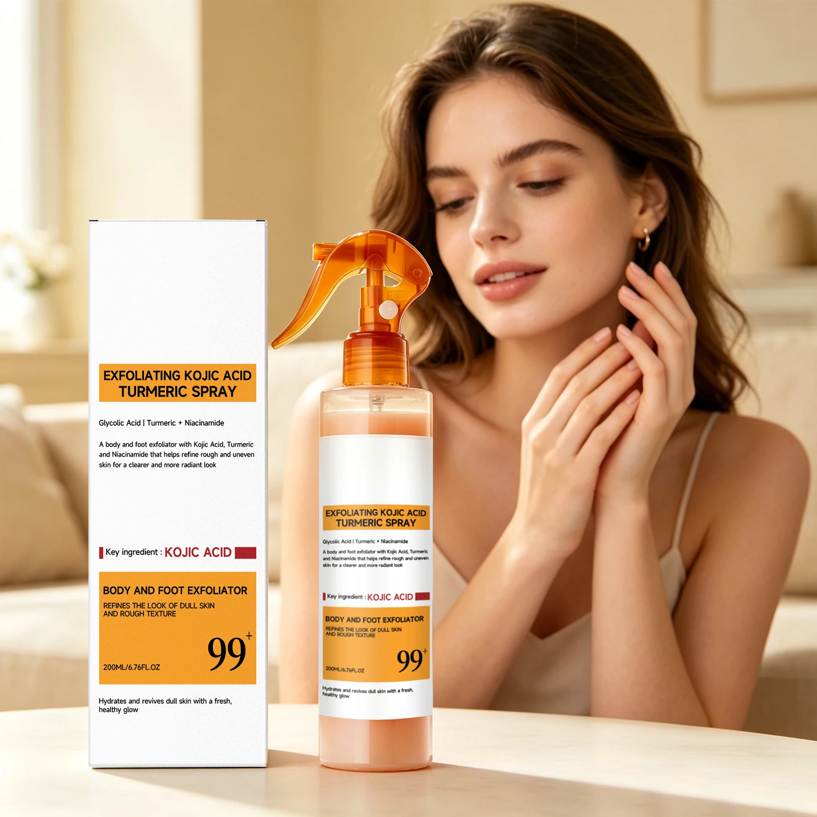 Kojic Acid Turmeric Care Spray Gentle Exfoliating Remove Dead Skin Hydrating Peeling Treatment Solution Spray For All Skin Types