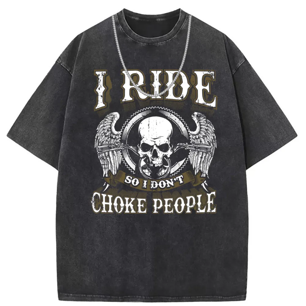 Skull Motorcycle Men Long Sleeve Tshirt Washed Group Summer Sweatshirts Chinese Style Vintage Family Cool T Shirt Mens