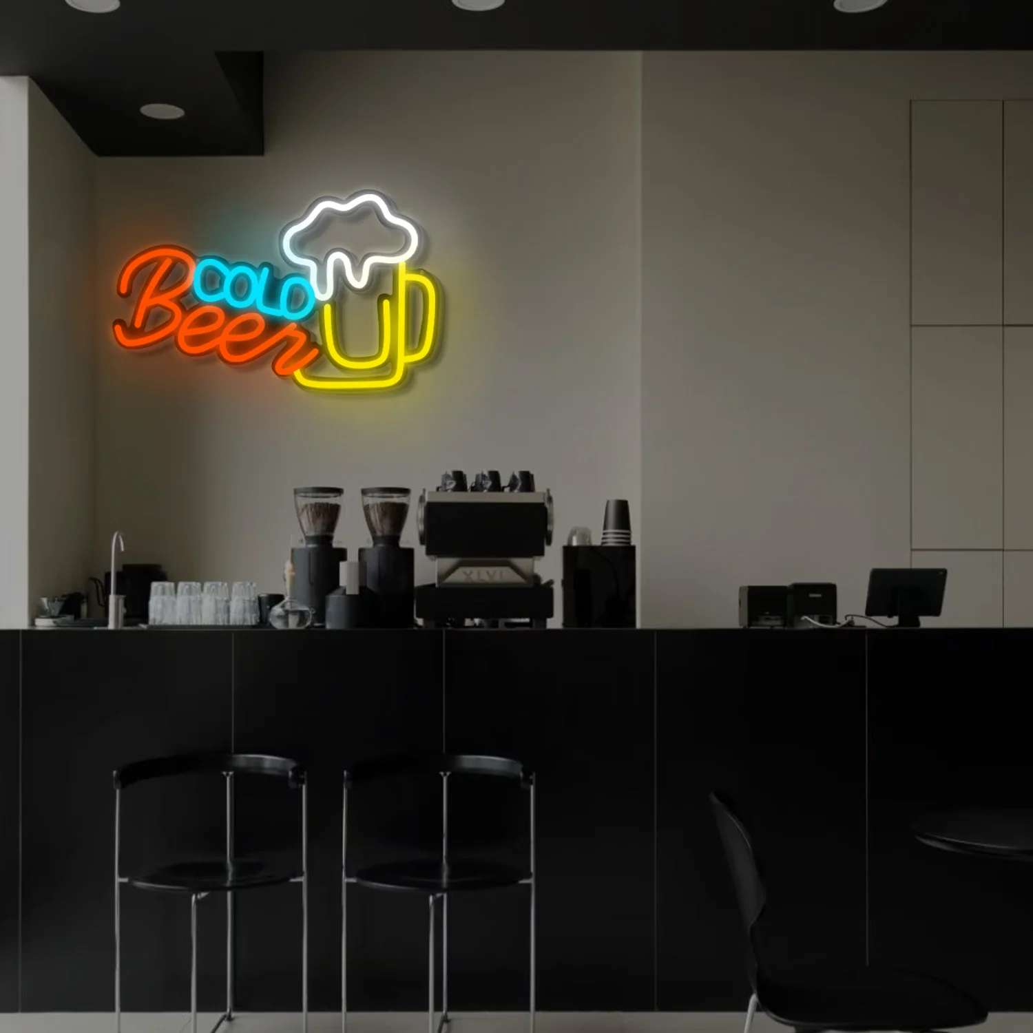 冷たいビールのネオンサイン 1 個、ビールバー、キッチン、レストラン、男性の隠れ家パーティー、ハロウィーン、クリスマス、壁の装飾に使用されます。