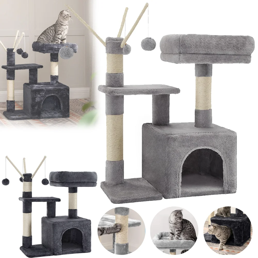 Cat Tower Cat Climbing Frame with Toy 72 cm Cat Tree with Perch & Cozy Condo for Cats to Care Paw Leisure and Entertainment