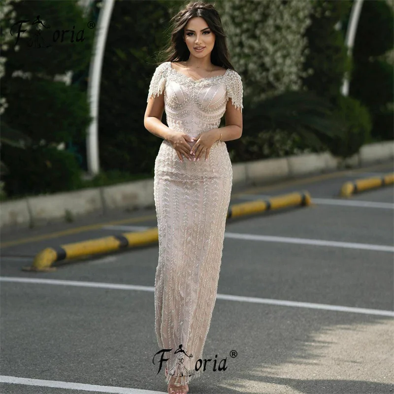 Elegant Pink Fully Beads Lace 3D Wedding Party Dress with Cap Sleeve Floor Length robe de soirée luxe élégante 2024 Prom Dresses