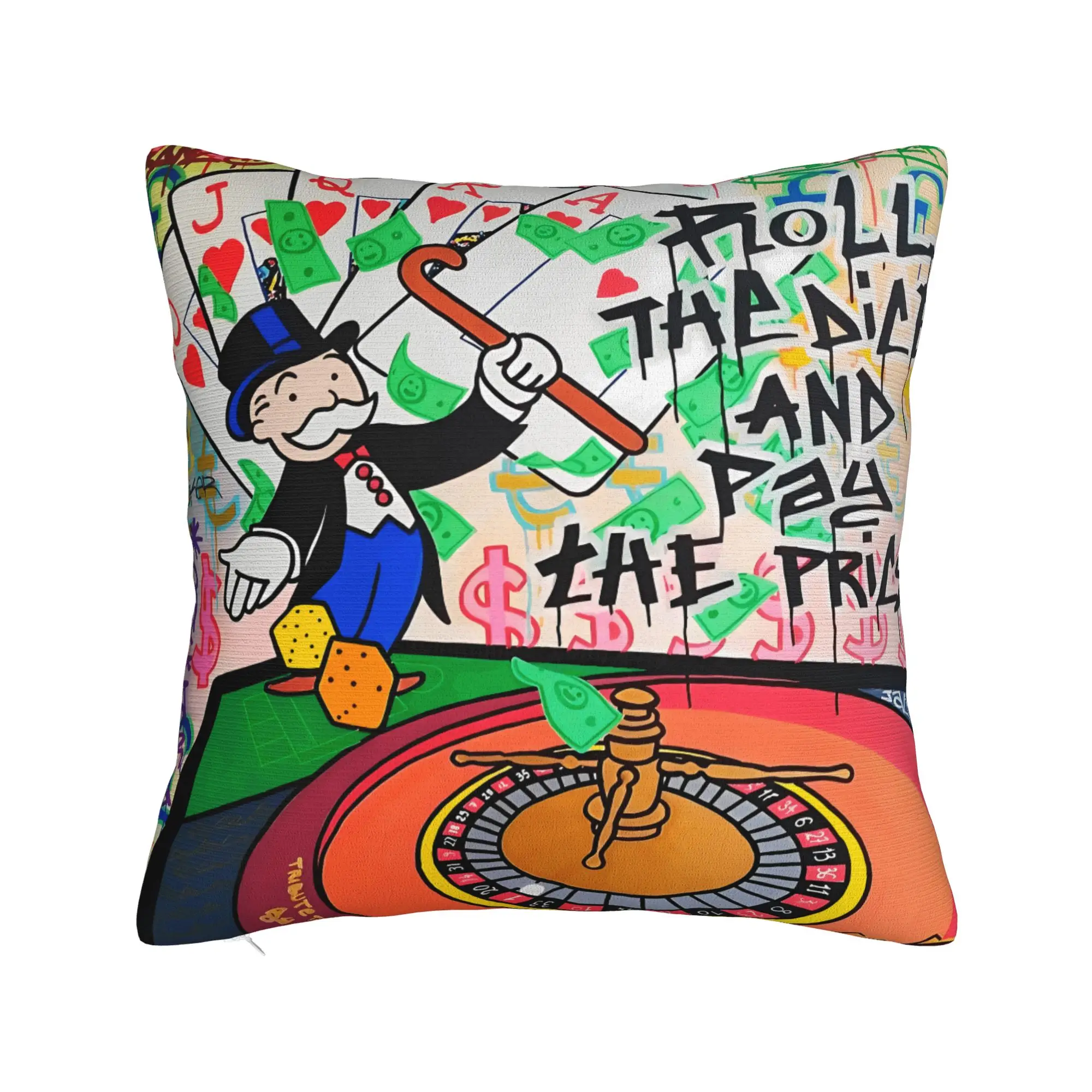 Pillow Case Roll The Dice  Monopolys Money Dance Soft  Pillow Cover For Chair Sofa Home Decor Novelty Pillowcases