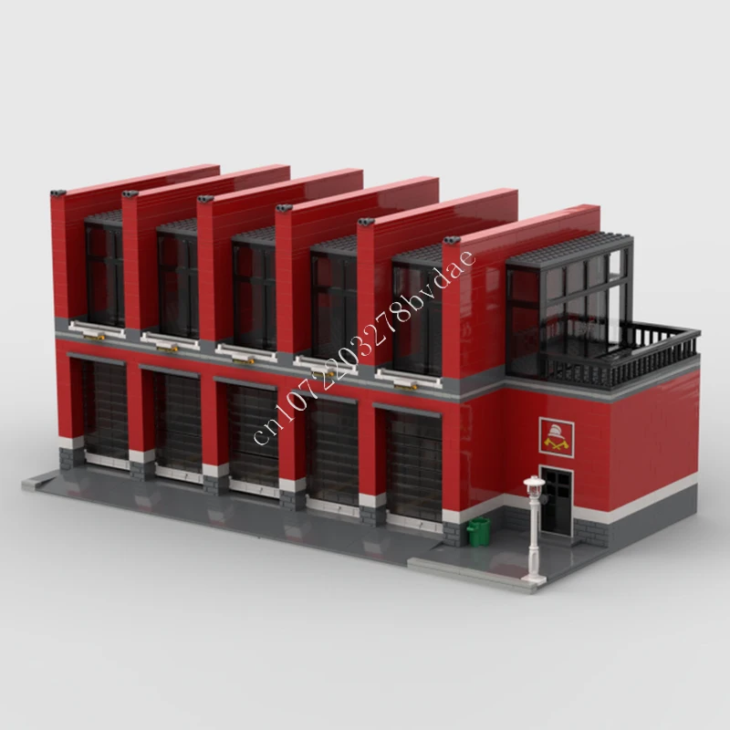 1663 pçs moderna firestation moc criativo vista de rua diy modelo blocos de construção arquitetura educação montagem modelo brinquedos presentes