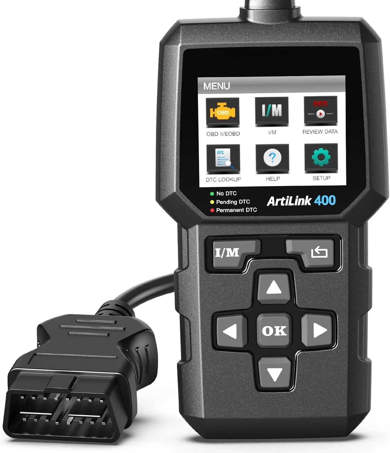 Full OBDII Code Reader, Check Engine Light Scan Tool, Car Scanner with DTC Lookup, Clear Codes, Freeze Frame, One-Click I/M,