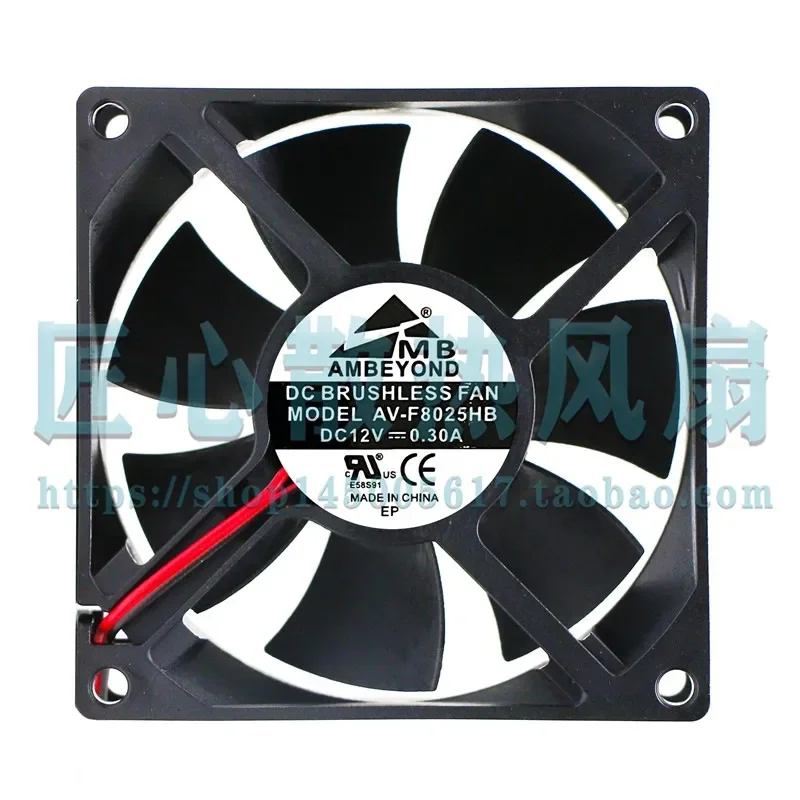 

AMBEYOND AV-F8025HB DC 12V 0.25A 8025 8CM Small Cooling Fan for Electronic Devices