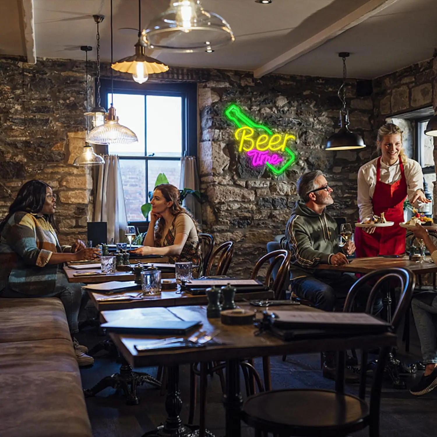 Beer Time Neon Sign Bar Neon Lights Signs Led Neon Signs for Wall Decor Home Bar Man Cave Party Club Restaurant Hotel