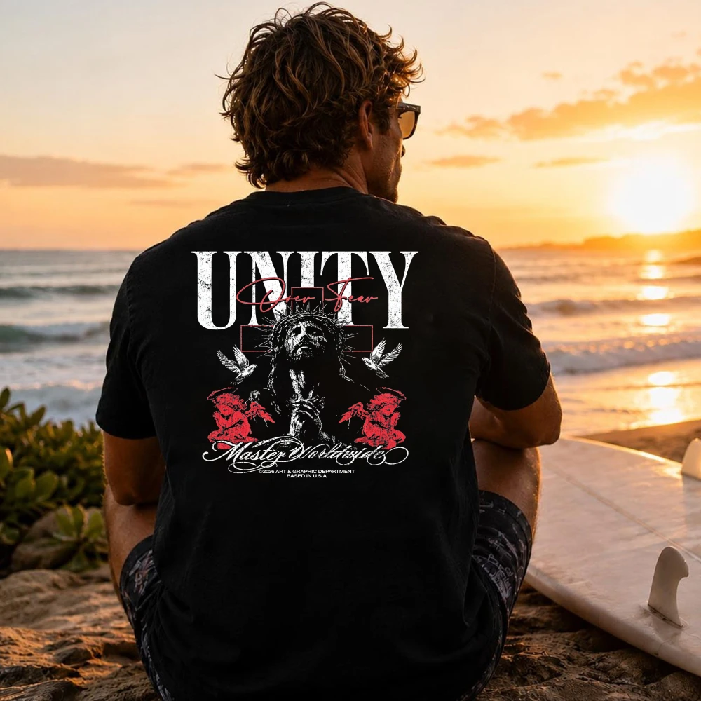 Y2K Men Graphic T-Shirt Premium Cotton Vintage Religious Jesus GenX Rainbow Unicorn Funny Cartoon Print Summer Daily Casual Tees