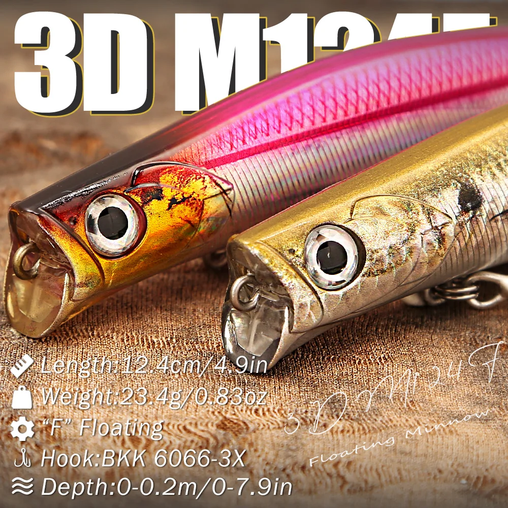 B&U Saltwater Floating Minnow Lures Set Long Cast Shallow Runner Hard Bait for Sea Bass Mackerel Barracuda