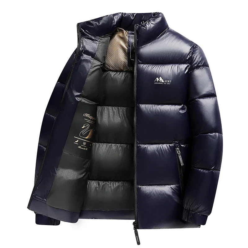 

2025 зимнее новое мужское хлопковое пальто высокого качества с ярким лицом, хлопковое пальто с воротником-стойкой, толстое хлопковое пальто на молнии, пальто