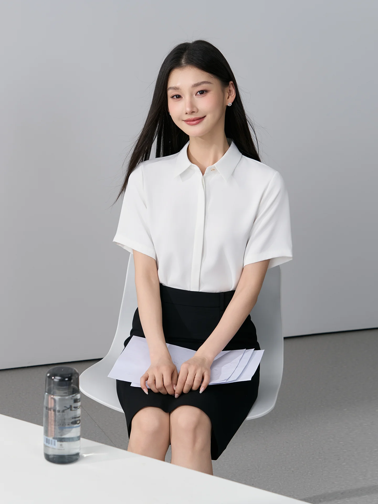 

Женская летняя профессиональная рубашка Miss Bird из белого шифона с коротким рукавом, для работы и собеседований, из полиэфирного волокна