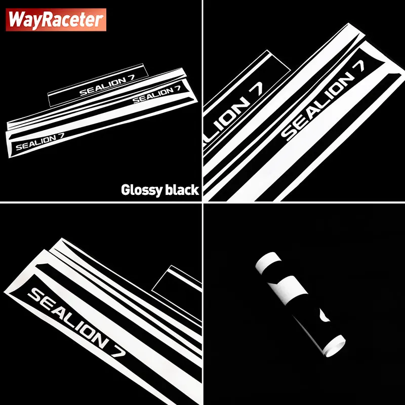 5 Pcs/Set Car Carbon Fiber Vinyl Door Side Upper Stripes Bonnet Hood Waist Line Decal For BYD Sealion 7 2025 2026 Accessories