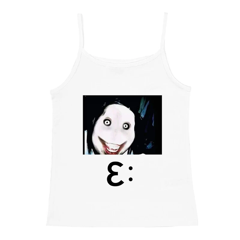 Goth Laugh Out Loud Anime Print Halter TankTop Sexy Sleeveless Cropped Crop Tops Women Y2K Punk 90s Girl Aesthetic Fashion Vest